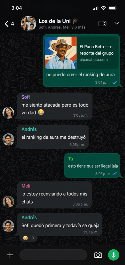 Grupo de la universidad reaccionando a su reporte